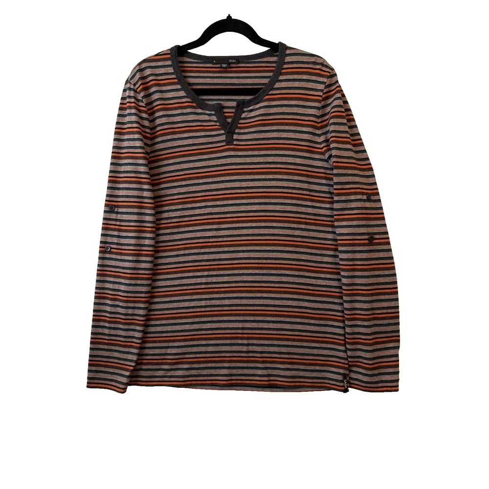 Saba V Neck Stripe Super Soft Cotton Long Sleeve Shirt Men's‎ M Classic Retro